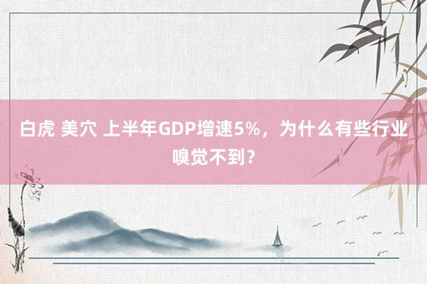 白虎 美穴 上半年GDP增速5%，为什么有些行业嗅觉不到？