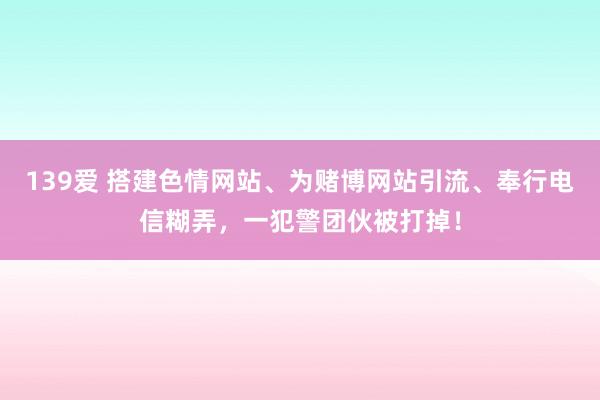 139爱 搭建色情网站、为赌博网站引流、奉行电信糊弄，一犯警团伙被打掉！